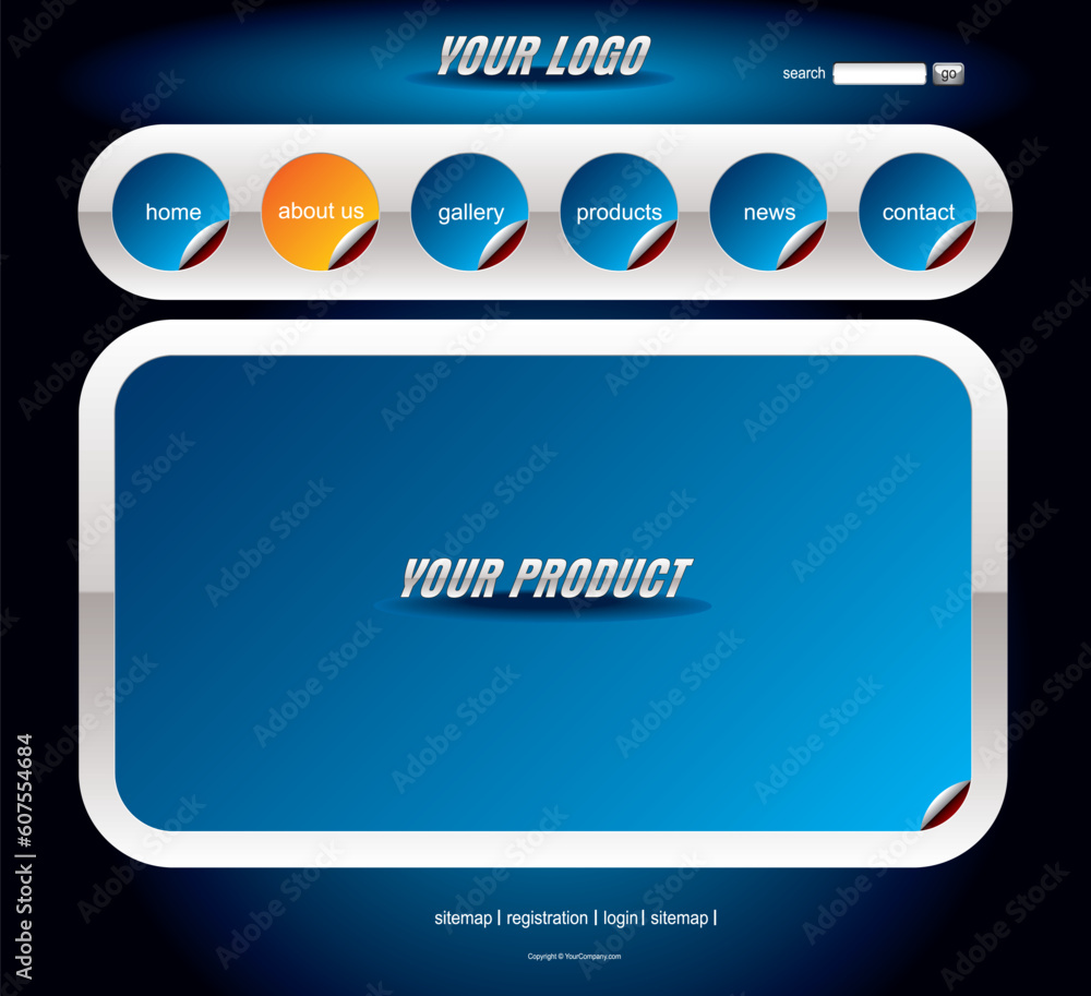 Obraz premium Website blue stickers template