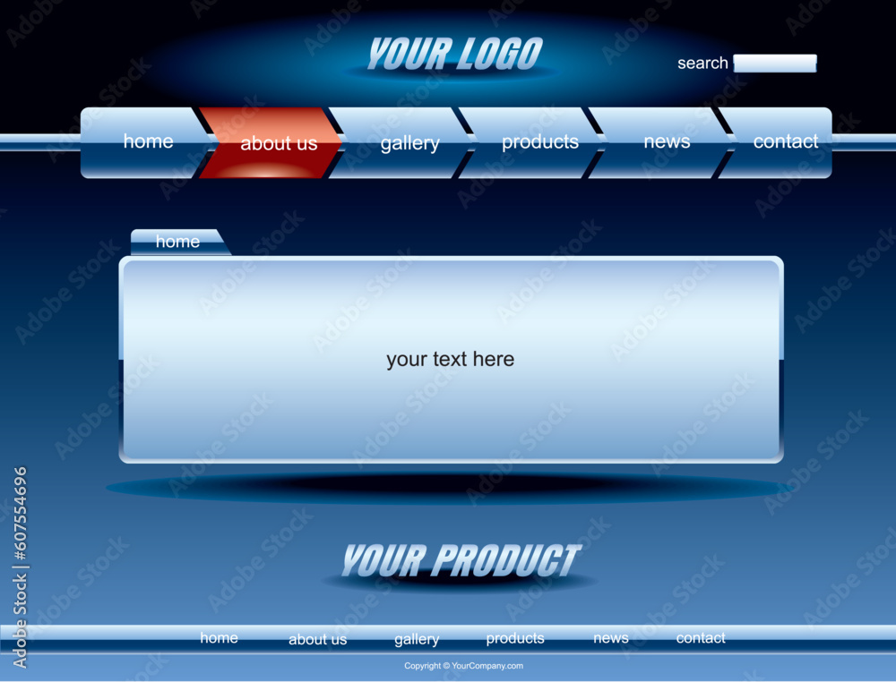 Obraz premium Website blue glossy template