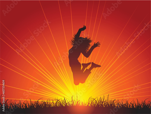 Silhouette of a female jumping for joy © Designpics