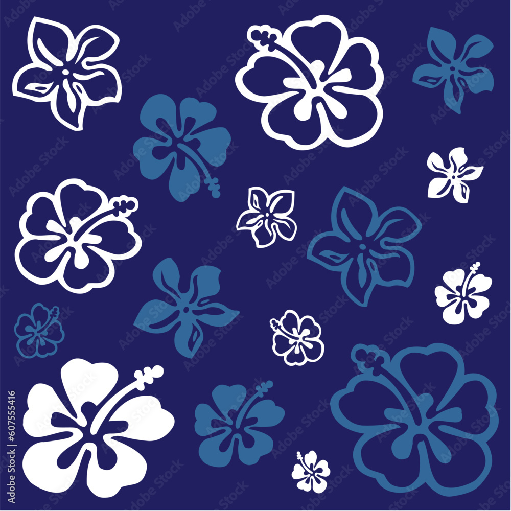 Squared flower pattern colored in white and blue Squared flower pattern colored in white and blue