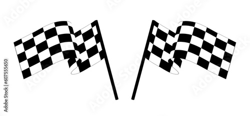 Black and white checked racing flag. Vector illustration.