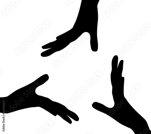black and white symbols made from hands