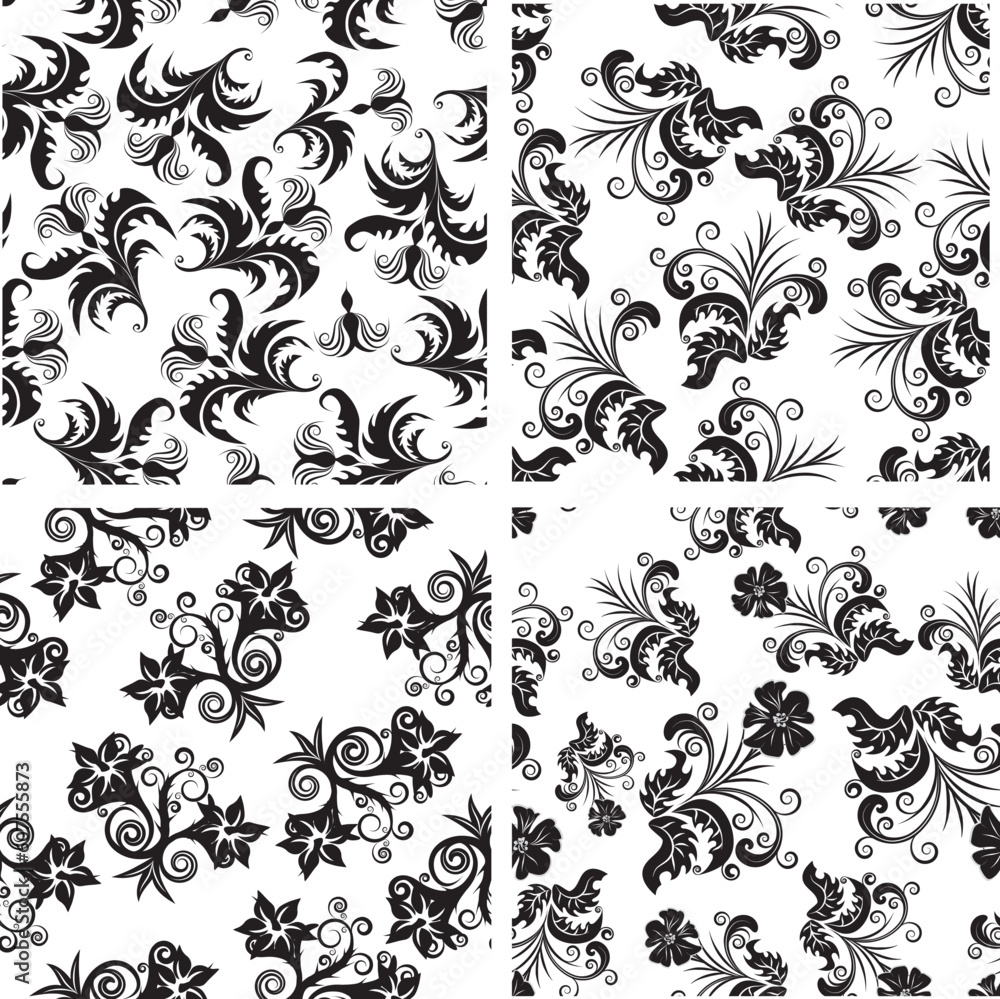 Floral seamless background for yours design use. For easy making seamless pattern just drag one of  groups into swatches bar, and use it for filling any contours.