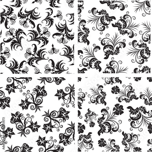 Floral seamless background for yours design use. For easy making seamless pattern just drag one of groups into swatches bar, and use it for filling any contours.
