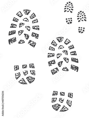 Set of muddy and clean boot prints