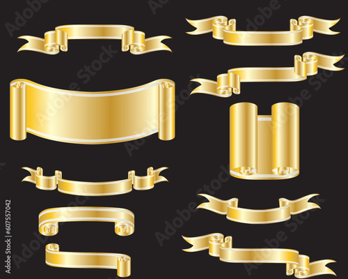 Collection of vector brightly ribbons in different shape