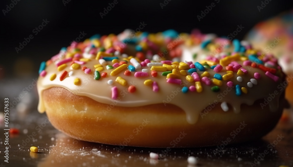 donut with chocolate icing and sprinkles generated by AI donut with chocolate icing and sprinkles generated by AI