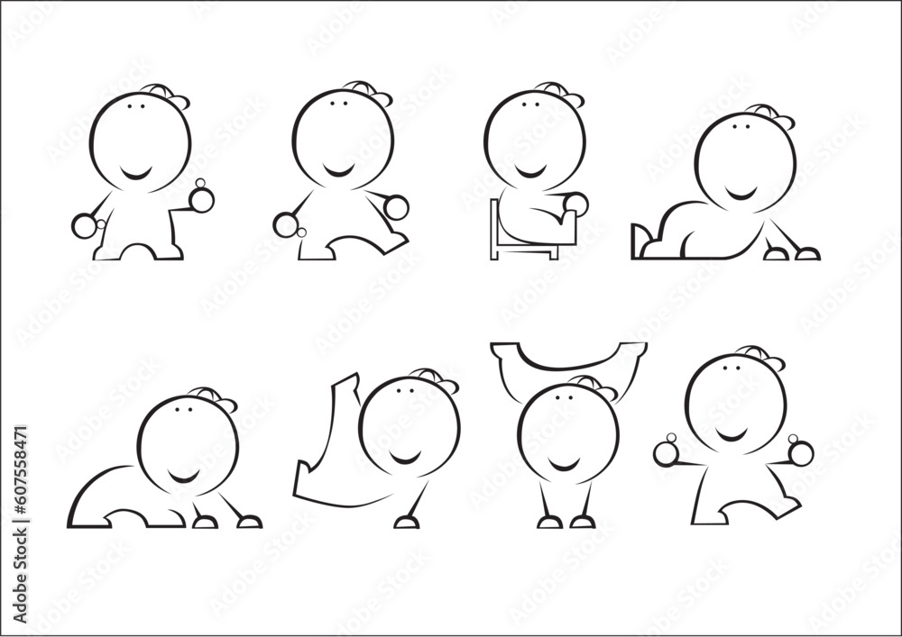 Variety of poses in lovely personage implementation Variety of poses in lovely personage implementation