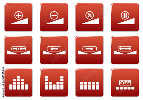 Gadget square icons set. Red - white palette. Vector illustration. photo