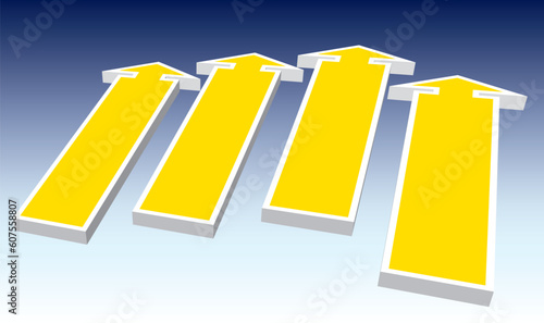 A group of direction signs good for message and price.