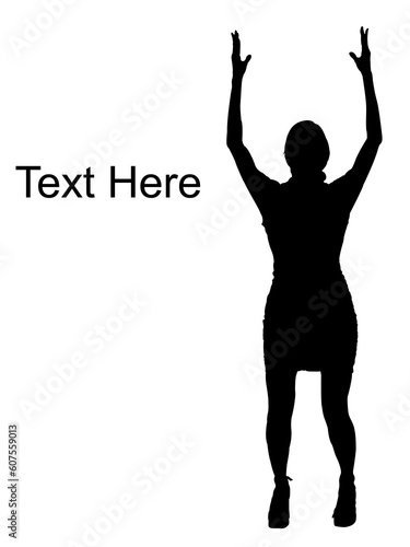 standing woman looking upward on an isolated background