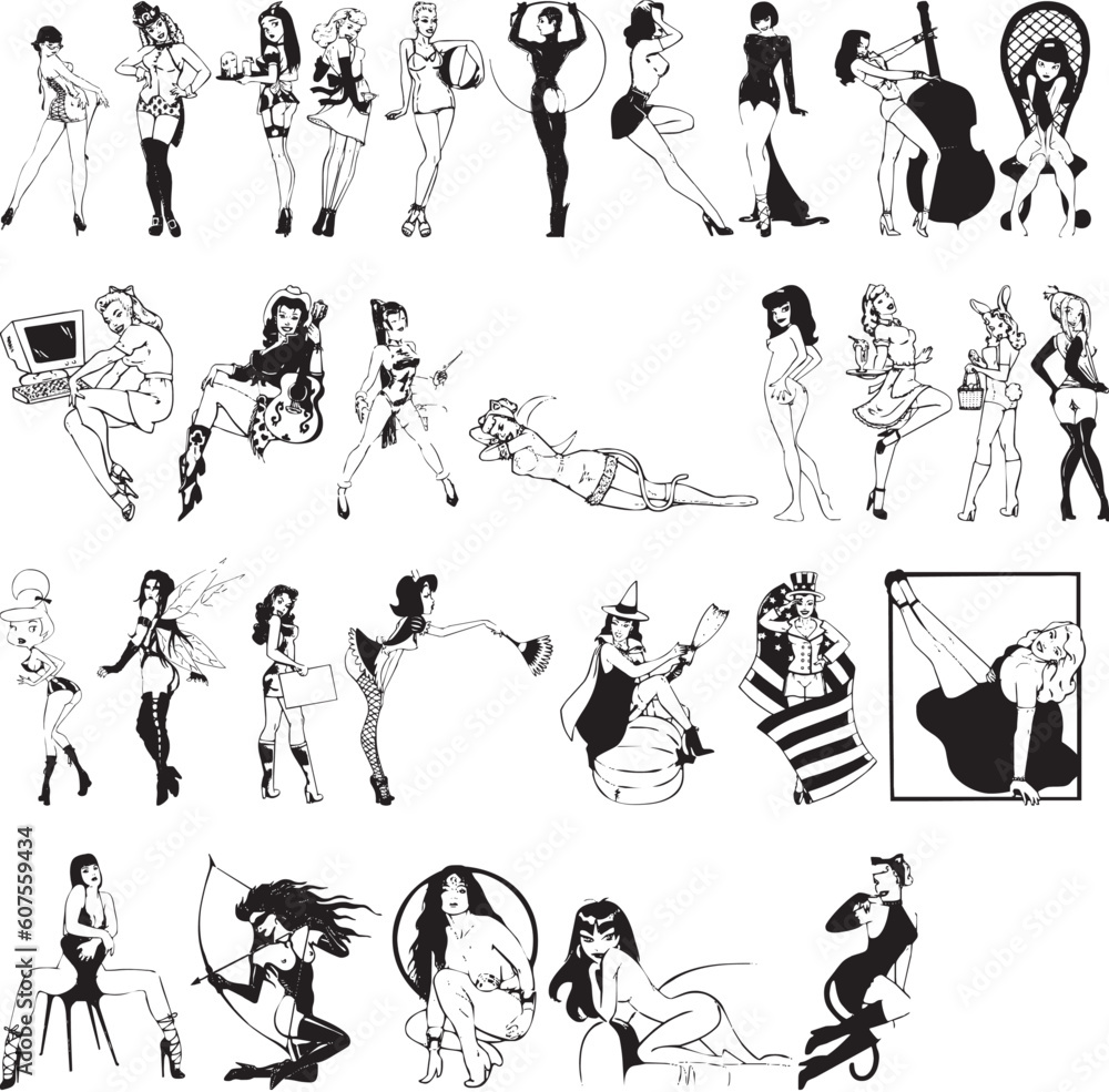 Illustration of sexy woman silhouettes