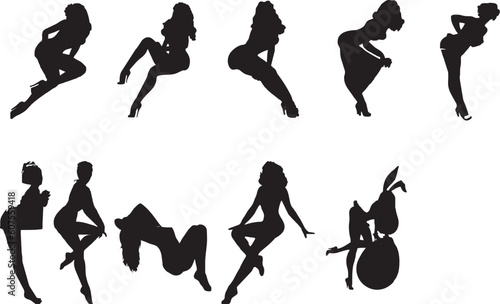 Illustration of sexy woman silhouettes