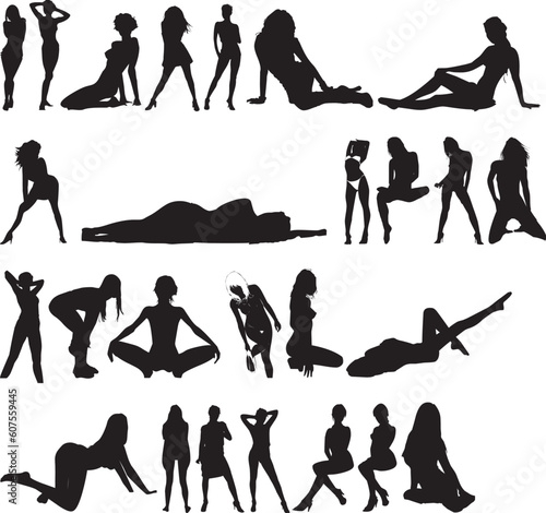 Illustration of sexy woman silhouettes