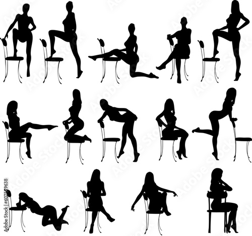 Illustration of sexy woman silhouettes