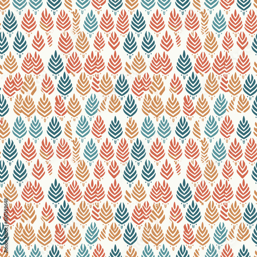 Boho hand drawn feather modern tribal pattern. Trendy bohemian print. Native motifs, modern abstract geometric style. Digital graphic design. Seamless pattern vector.