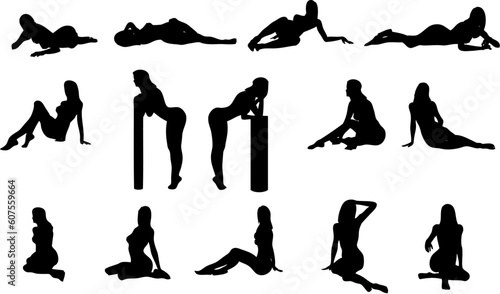 Illustration of sexy woman silhouettes