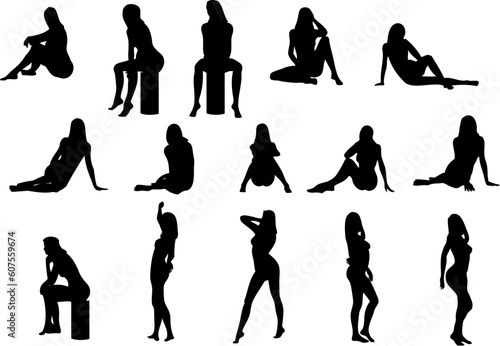 Illustration of sexy woman silhouettes