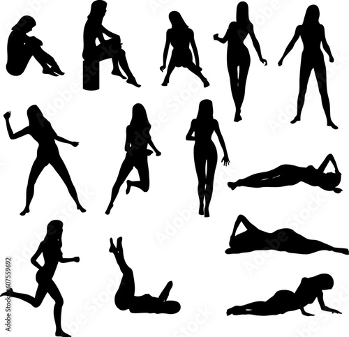 Illustration of sexy woman silhouettes