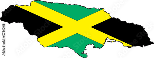 Illustration Vector of a Map and Flag from Jamaica