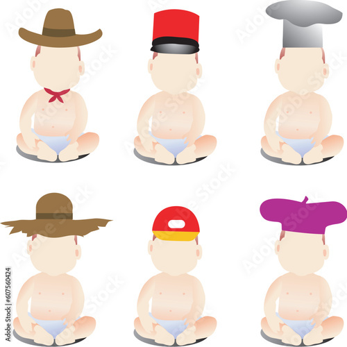 vector illustration for a set of occupation of baby