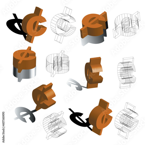 a variety view for 3d Symbols of cent