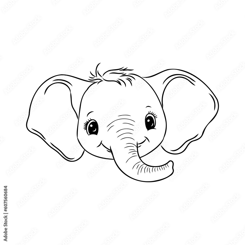 Fototapeta premium Elephant for coloring book.Line art design for kids coloring page. Coloring page outline of cartoon elephant.
