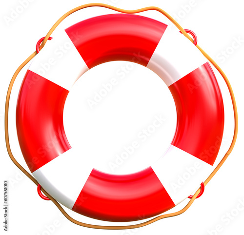 Lifebuoy, red and white Lifebuoy. 3D render.