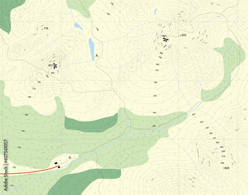 Editable vector illustration of a generic map of mountains