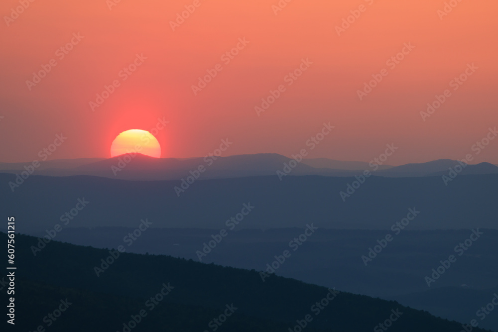 Hazy Sunset in Blue Ridge Mountains