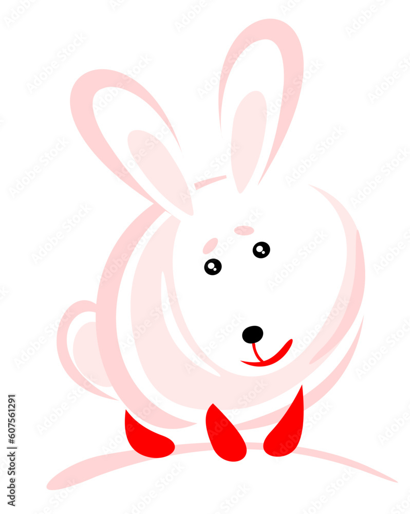 Pink stylized rabbit isolated on a white background. Easter illustration. Pink stylized rabbit isolated on a white background. Easter illustration.