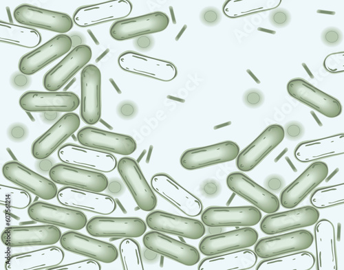 Editable vector illustration of bacteria under a microscope