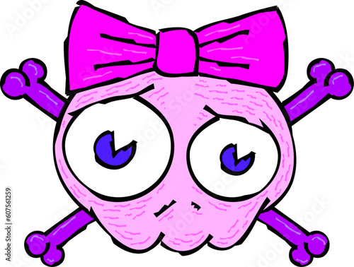 A cute pink girl skull and crossbones.