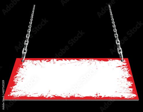 Editable vector illustration of a blank sign hanging by chains