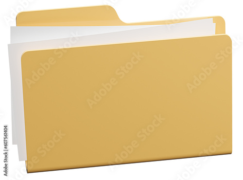 File Folder with Documents, Note and Blank