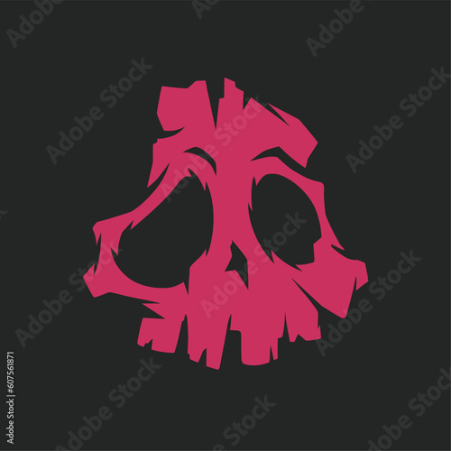 Crimson pirate skull icon. Modern logo concept