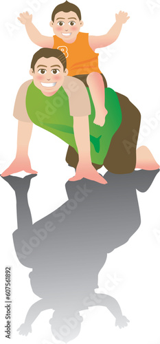 vector illustration for a relationship for father and son, piggyback