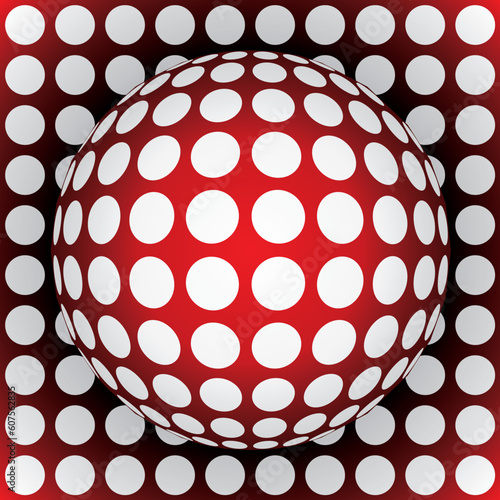 op-art red sphere - 3d vector illustration