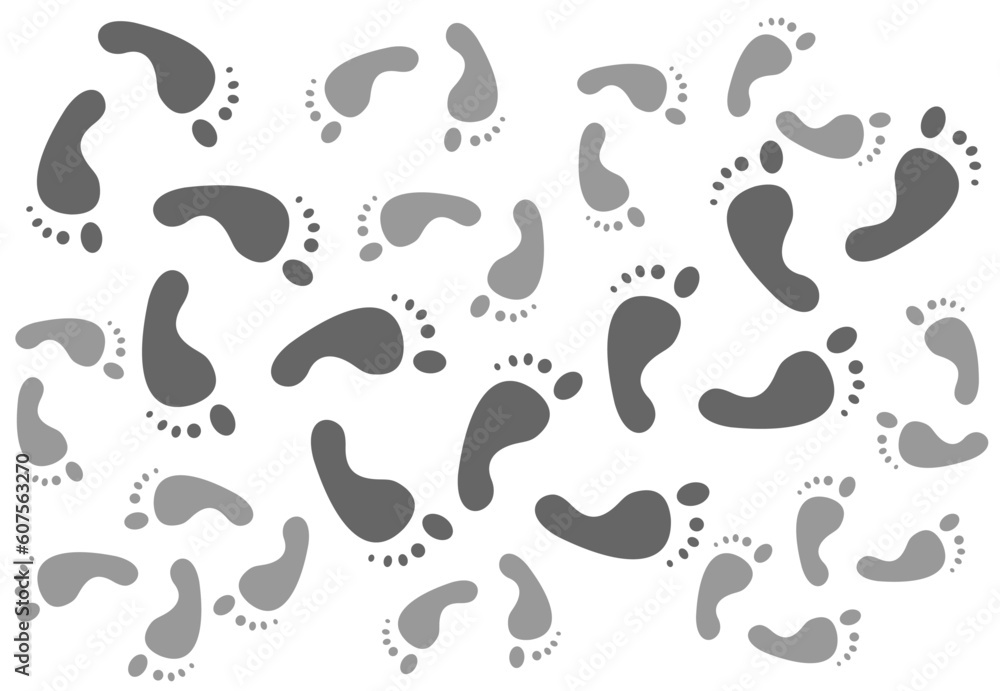 Stylized gray footprints isolated on a white background. Stylized gray footprints isolated on a white background.
