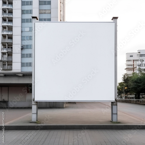 Blank billboard in public space with white copy space, generative AI