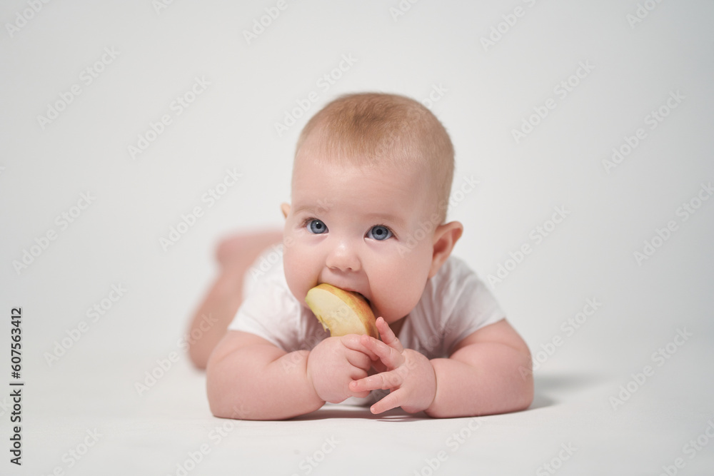 7 month old baby eating apple slices 7 month old baby eating apple slices