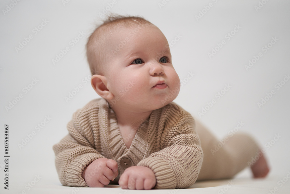 portrait of a newborn baby, on a light background portrait of a newborn baby, on a light background