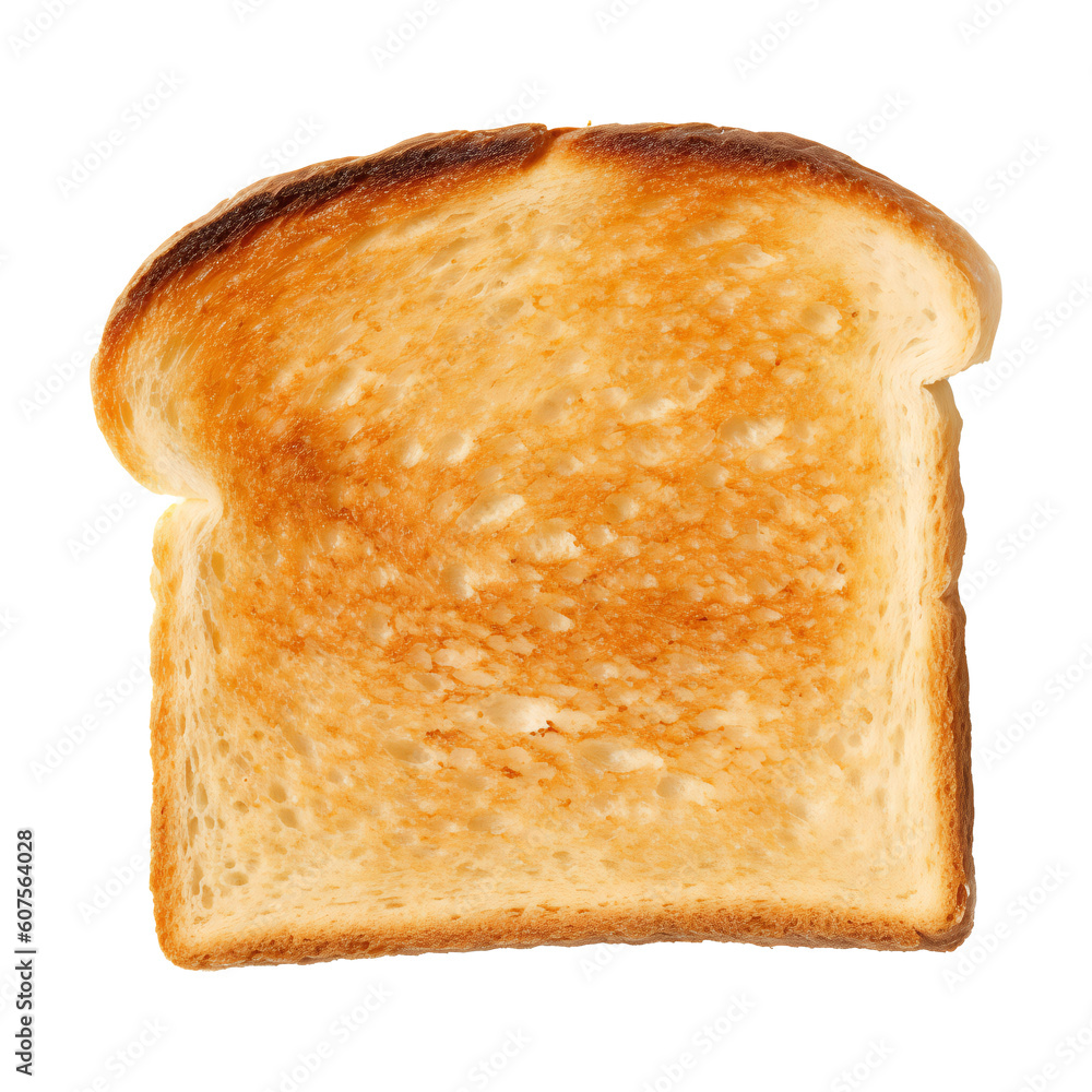 Bread slice lightly toasted isolated white and transparent background, png - obrazy, fototapety, plakaty 
