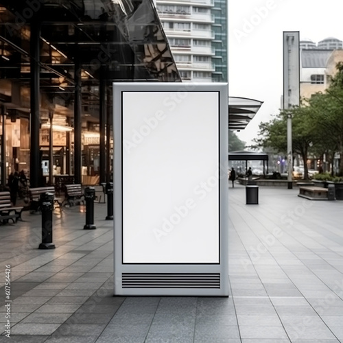 Blank screen signboard mockup for advertising in public spaces  generative AI