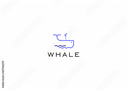 Template logo design solution with whale on water simple picture