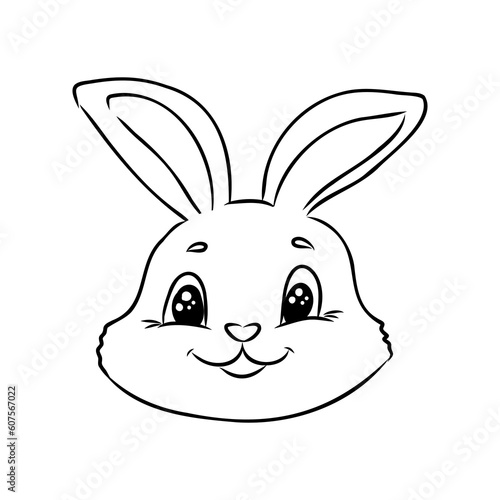 Cute outline rabbit, bunny for coloring. Rabbit Bunny Cartoon Outline Coloring Book or page for kids. Happy Easter in doodle style. Illustration Vector.