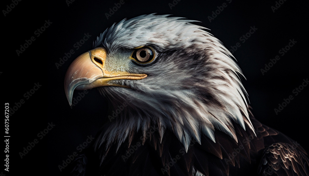 Fototapeta premium Majestic bald eagle, of patriotism, soaring generated by AI