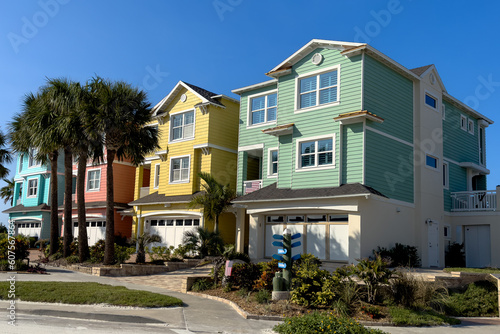 Row of colorful houses in Ponce, Inlet, Florida, USA. May 28, 2023 © Creative Studio 79