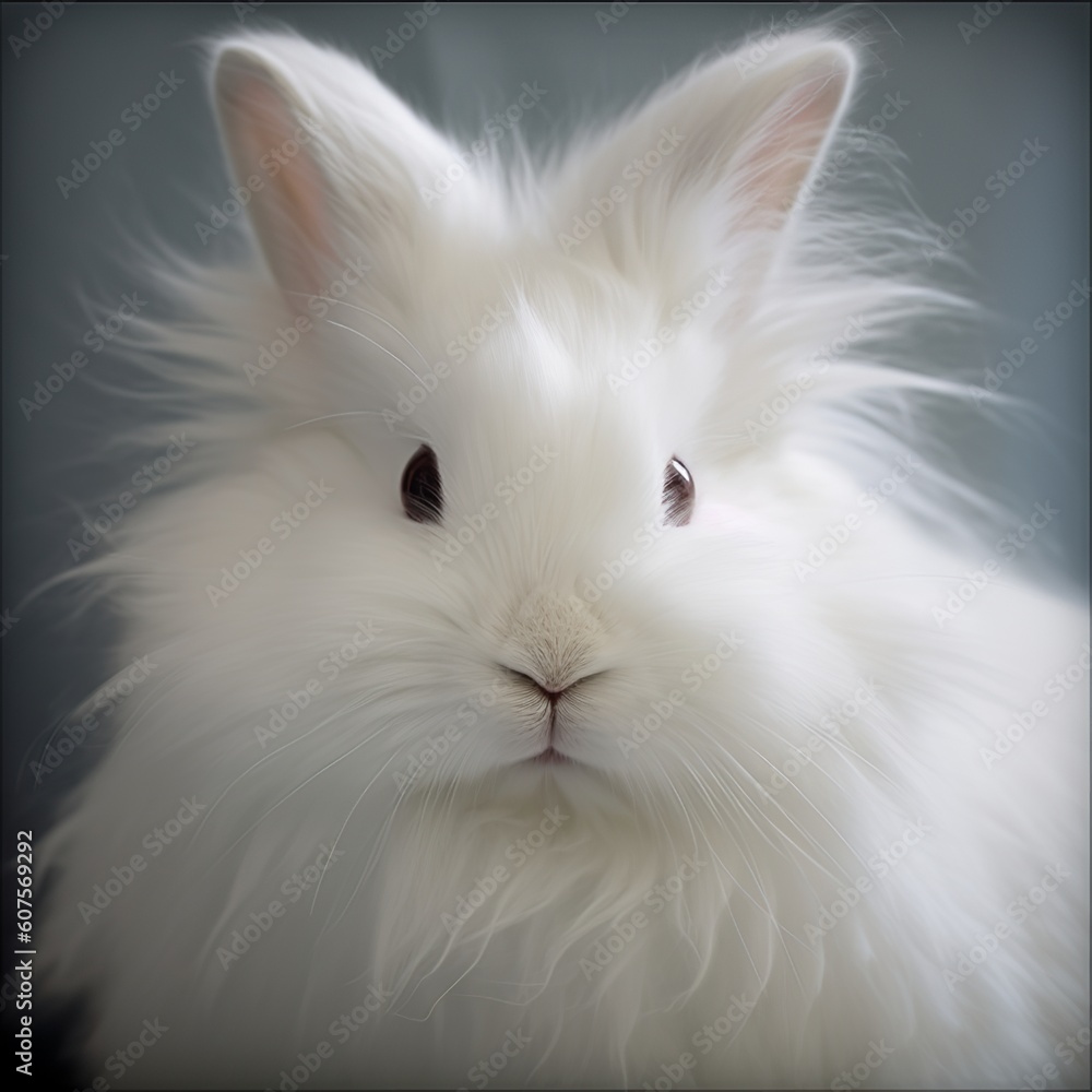 Softness Unleashed: Adorable French Angora Bunny's Photorealistic Charm