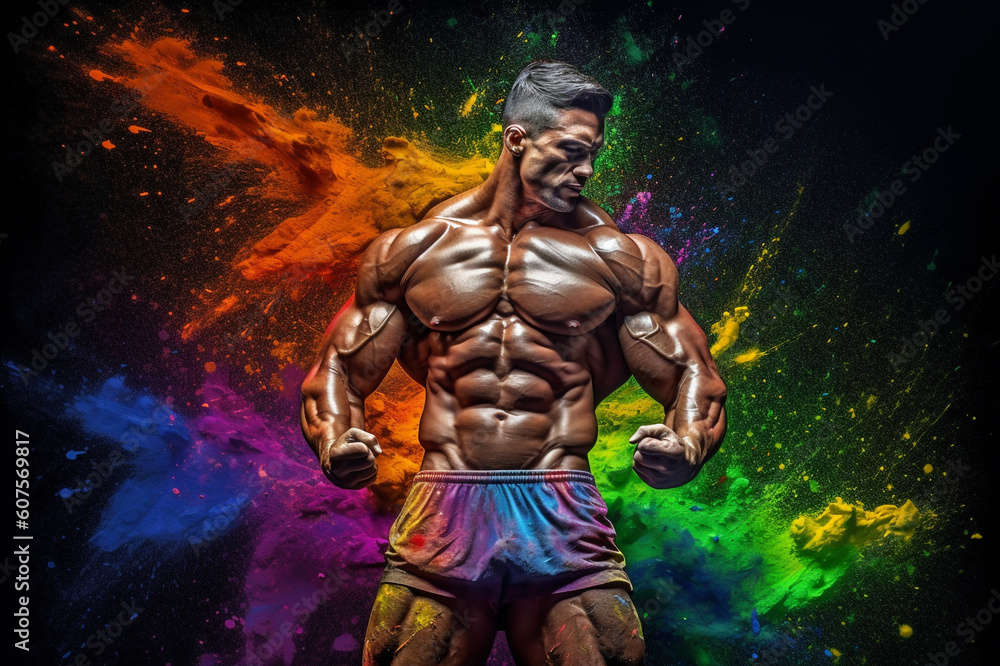 bodybuilding photo shoot made with AI generative technology